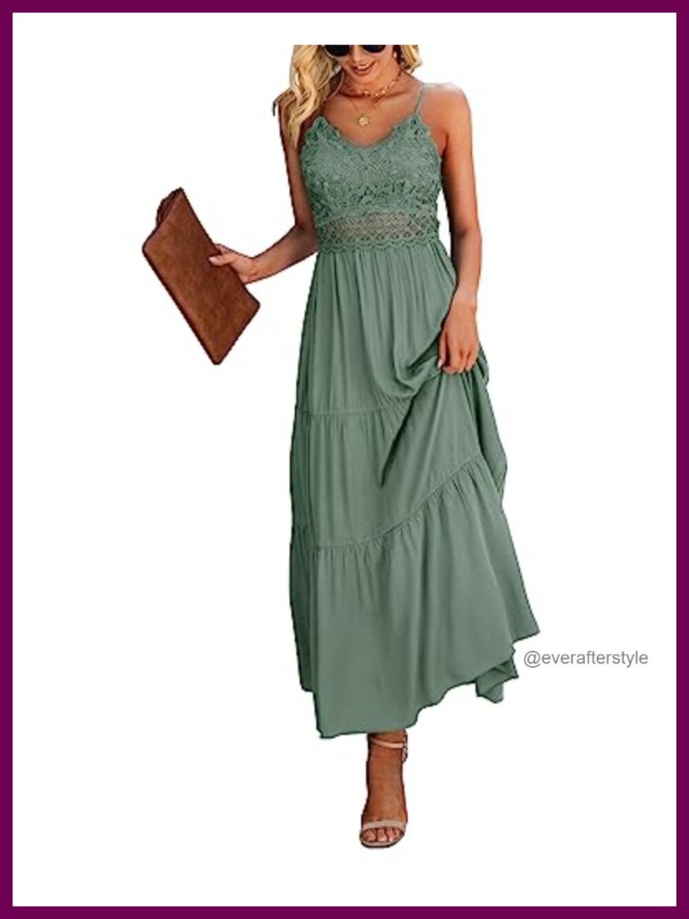 Crochet Lace Maxi Dress Spaghetti Strap V-Neck Fit & Flare